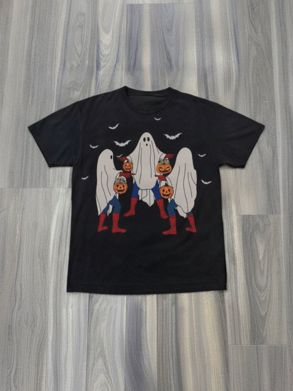 Halloween Ghosts Spider-Man Costume Graphic Tee | Spooky Pumpkin T-Shirt